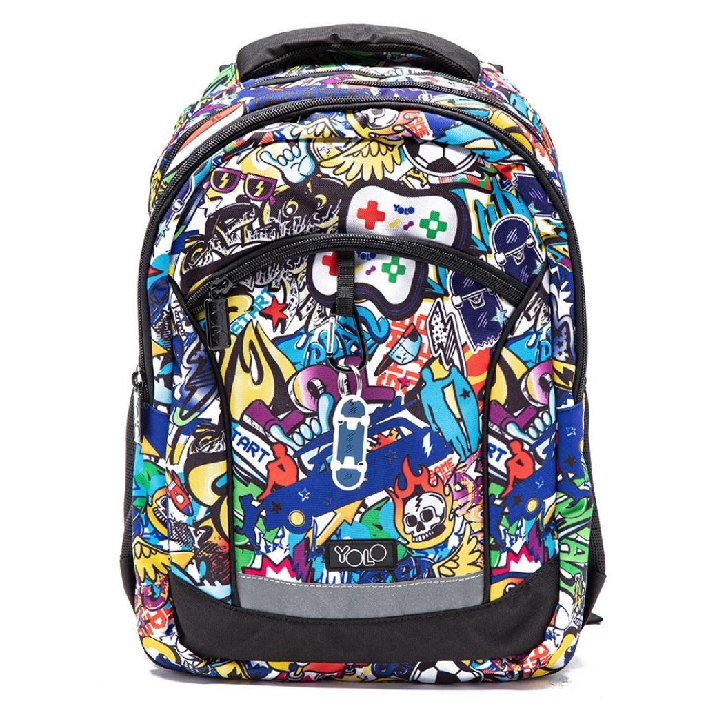 YOLO Duo Backpack Set – Graffiti & Tie-Dye Matching Backpacks for Him & Her