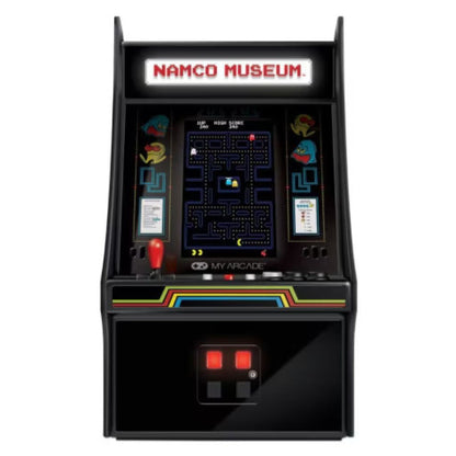 Miniature arcade machine with 'Namco Museum' branding on a white background