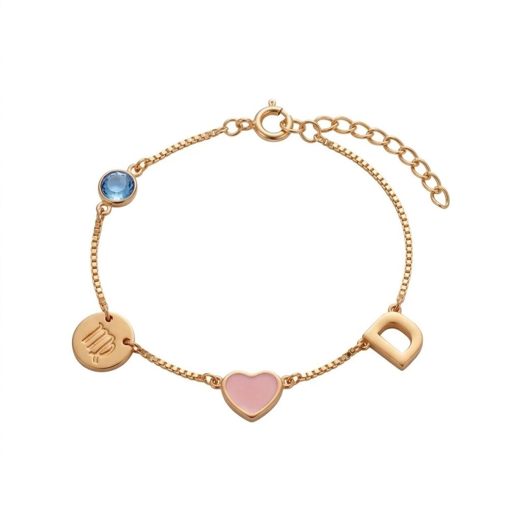 Personalised Zodiac Birthstone Initial Bracelet