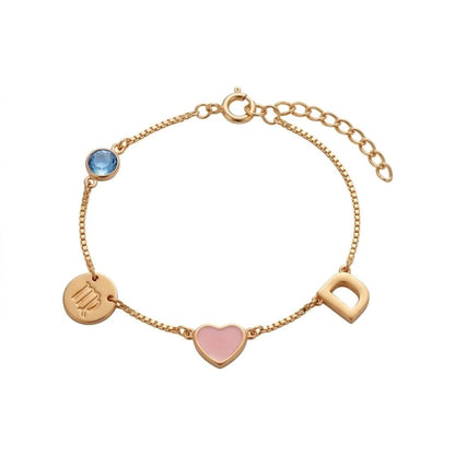 Personalised Zodiac Birthstone Initial Bracelet