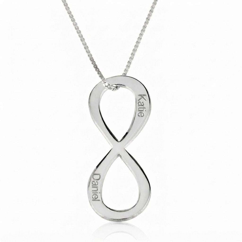 Vertical Infinity Two Names Infinity Necklace