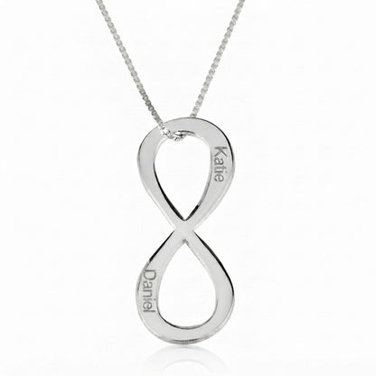 Vertical Infinity Two Names Infinity Necklace