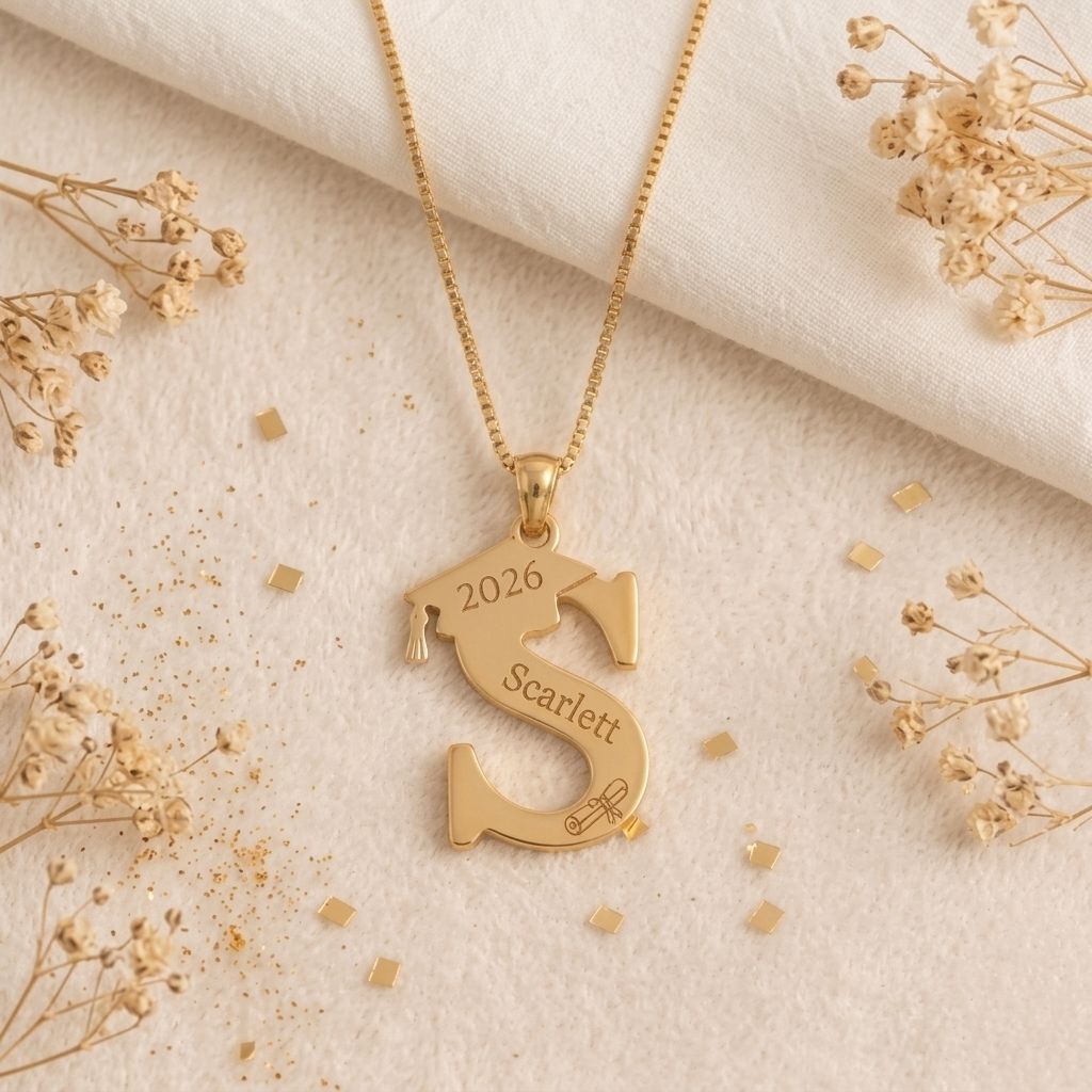 Custom Graduation Initial Necklace