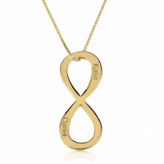 Vertical Infinity Two Names Infinity Necklace