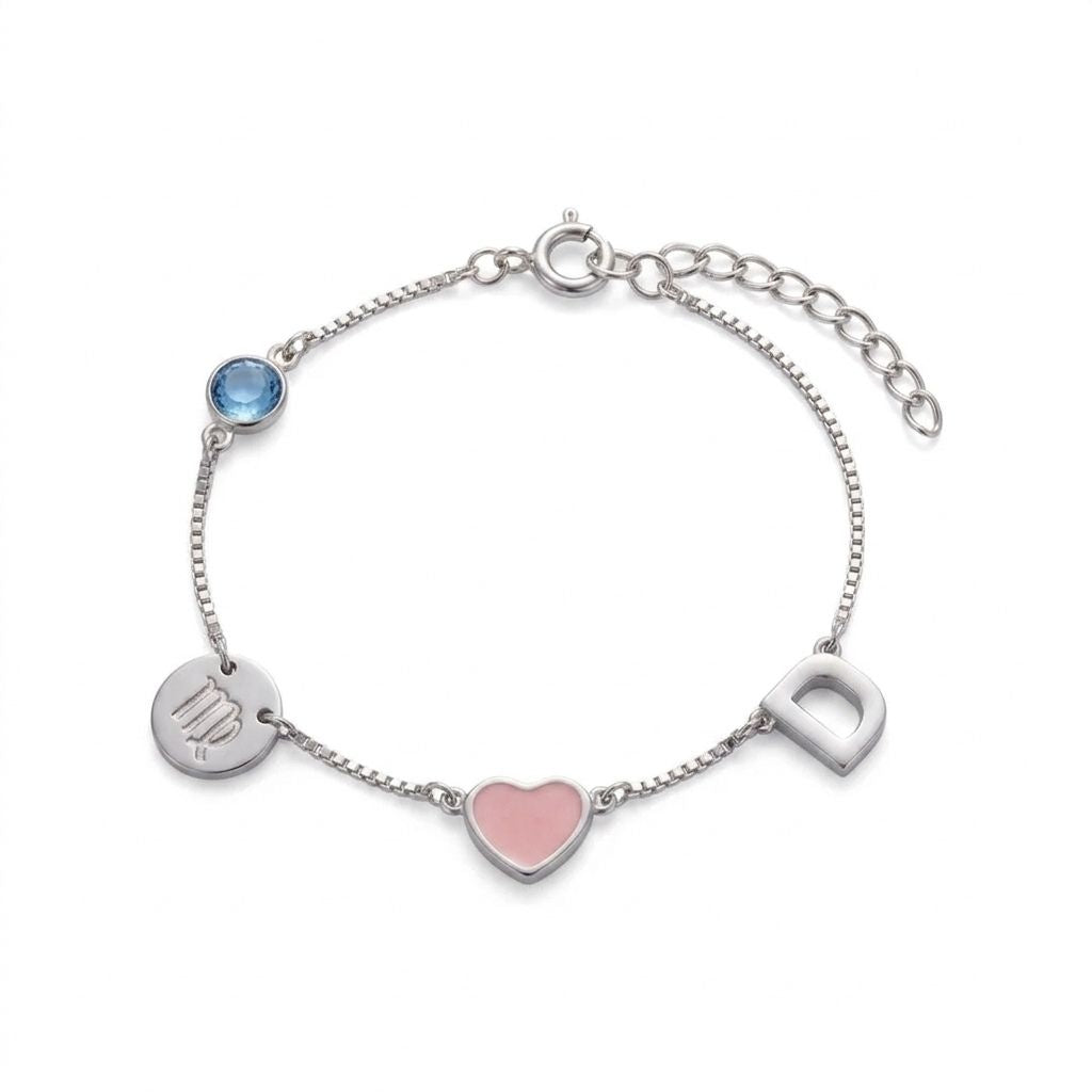 Personalised Zodiac Birthstone Initial Bracelet