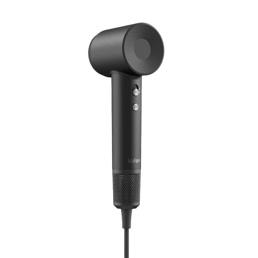 Black hair dryer with 'Laifen' branding on a white background