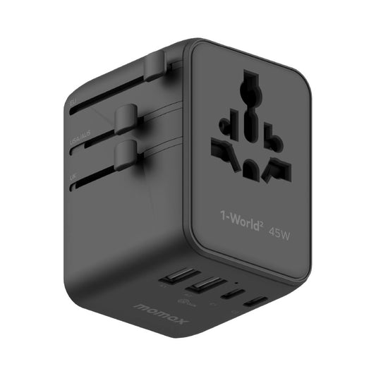 Momax 1-World2 45W 5 Port Dual AC Travel Adaptor