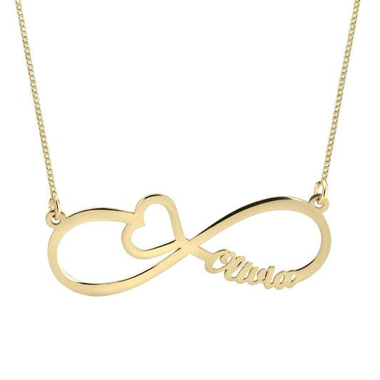 Infinity Big Heart Design Name Necklace