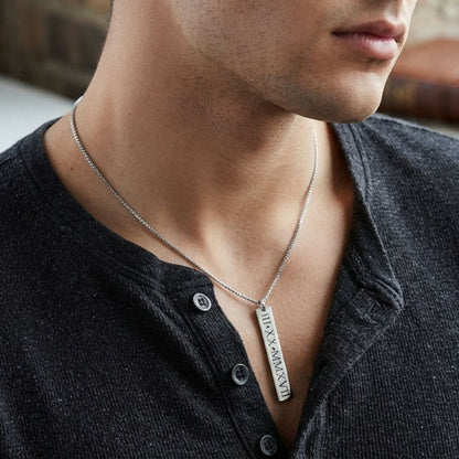 Men's Vertical Roman Numeral Necklace