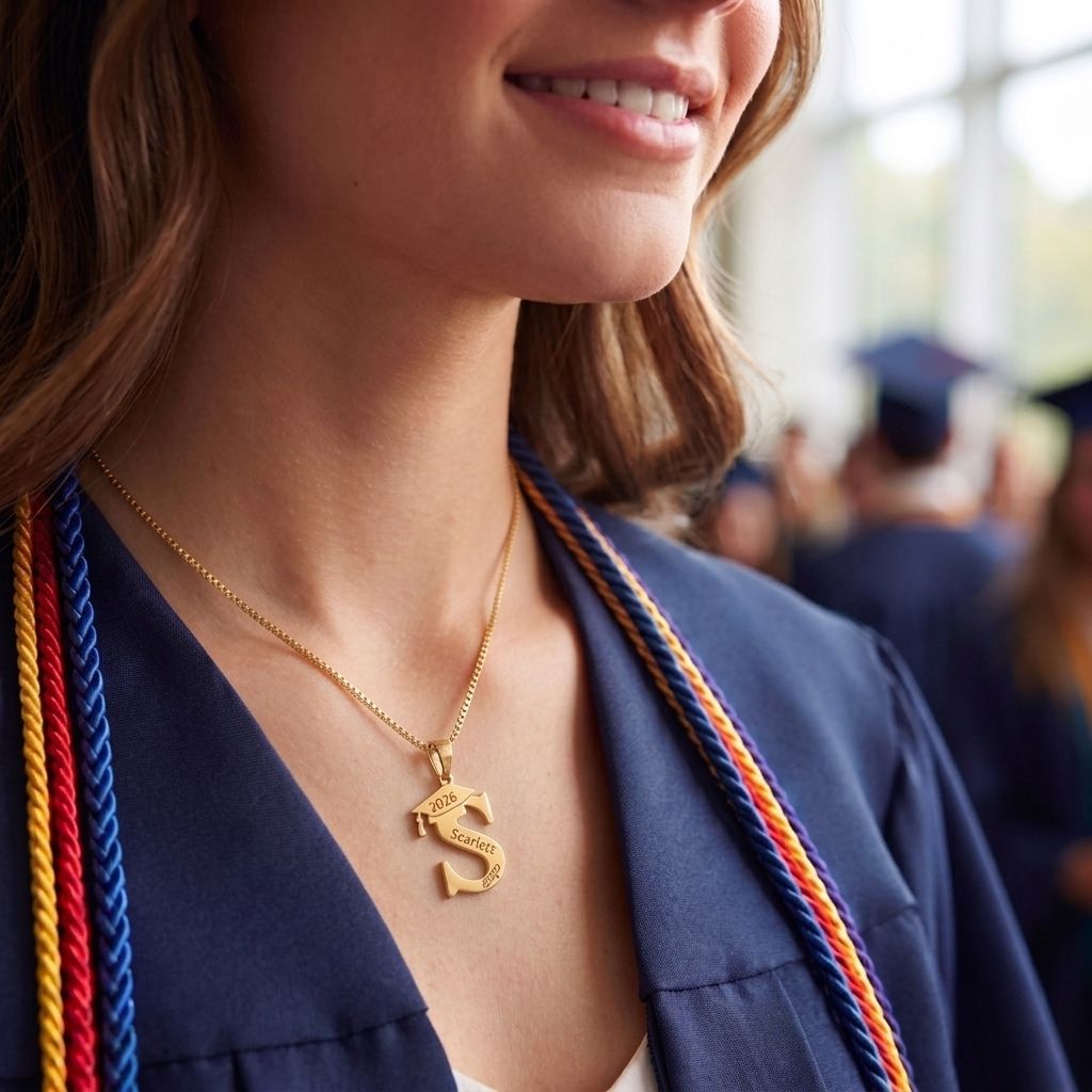 Custom Graduation Initial Necklace