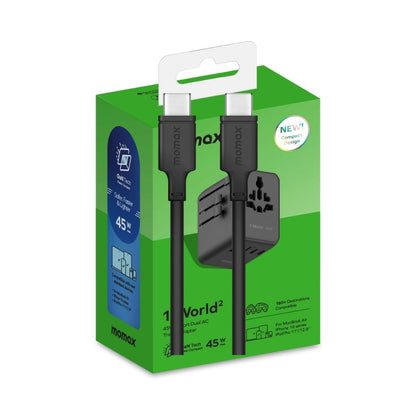 Momax 1-World2 45W 5 Port Dual AC Travel Adaptor