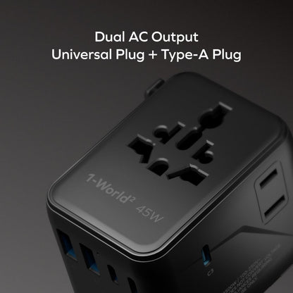Momax 1-World2 45W 5 Port Dual AC Travel Adaptor