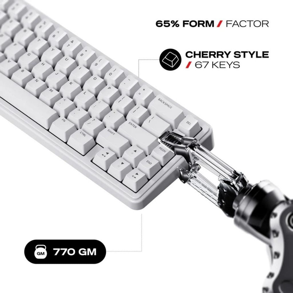 Cybeart Akula 65 - Tri-Mode Wireless RGB Gaming Keyboard - White