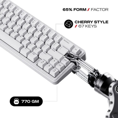 Cybeart Akula 65 - Tri-Mode Wireless RGB Gaming Keyboard - White