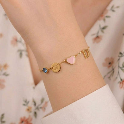 Personalised Zodiac Birthstone Initial Bracelet