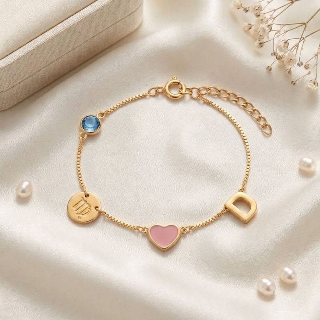 Personalised Zodiac Birthstone Initial Bracelet