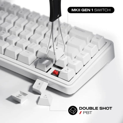 Cybeart Akula 65 - Tri-Mode Wireless RGB Gaming Keyboard - White