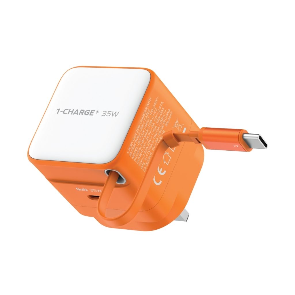 Momax 1-Charge 35W GaN 1-Port Charger With Built-In Usb-C Cable