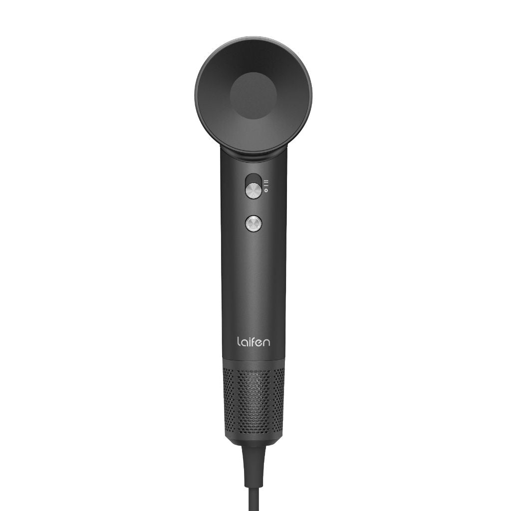 Black handheld hair dryer with 'Laifen' branding on a white background
