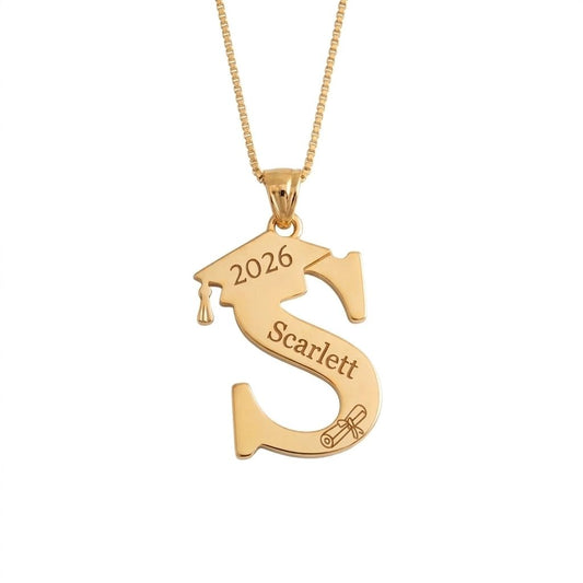 Custom Graduation Initial Necklace