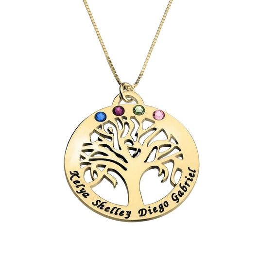 Custom Birthstones Family Tree Necklace