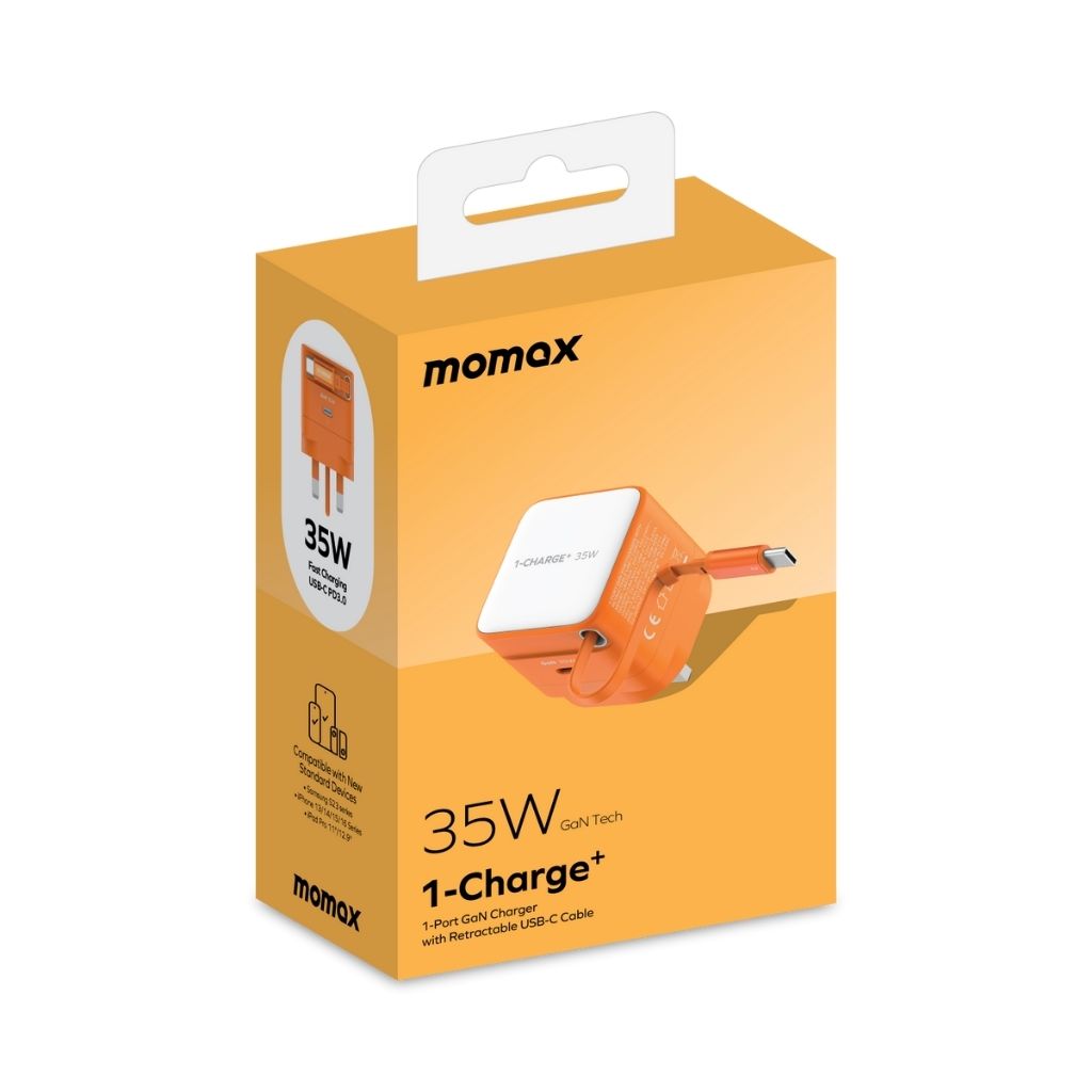 Momax 1-Charge 35W GaN 1-Port Charger With Built-In Usb-C Cable