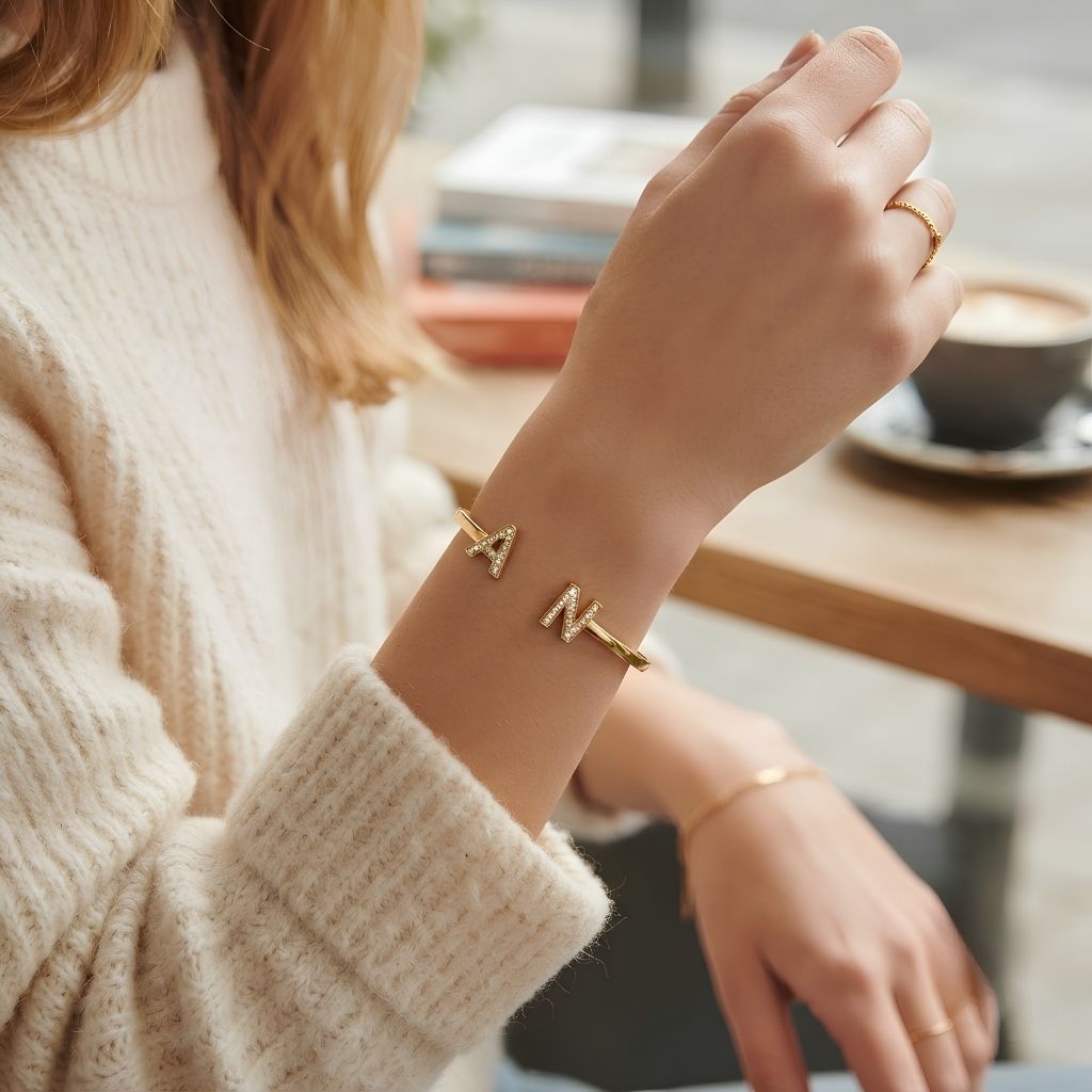 Two-Letter Stone Bangle