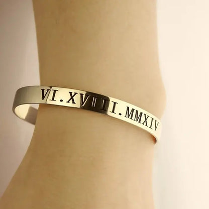 Roman Numeral Cuff Bangle