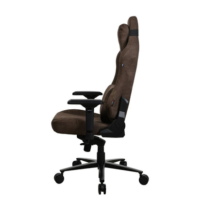 Brown office chair with black accents on a white background