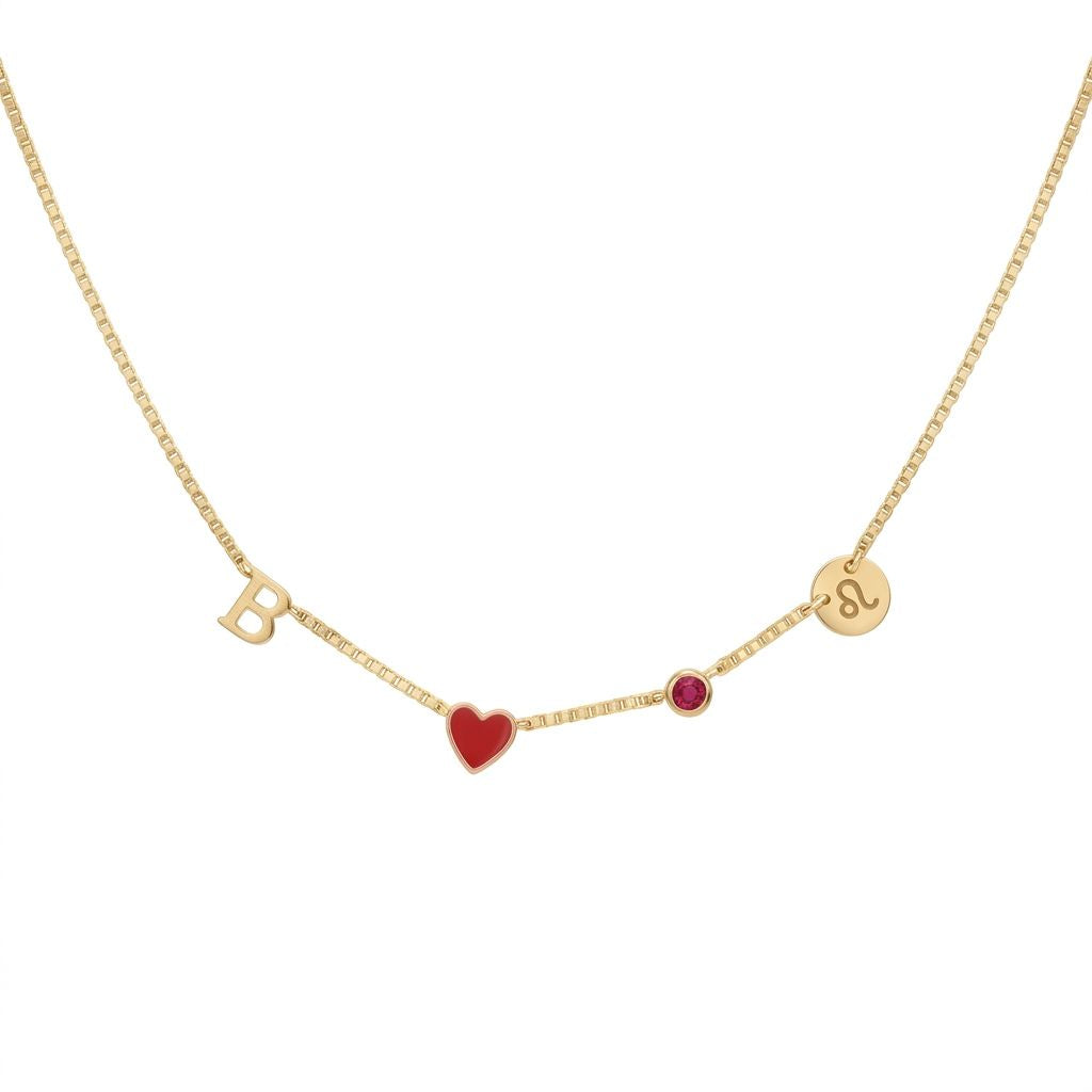 Personalised Zodiac Birthstone Initial Necklace