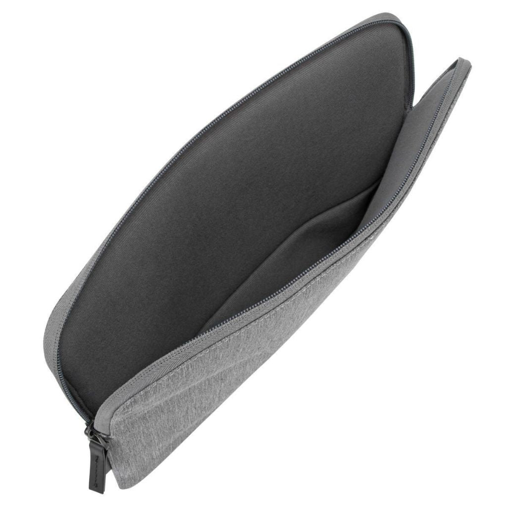 Gray zippered pouch on a white background