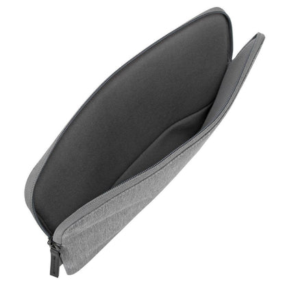 Gray zippered pouch on a white background