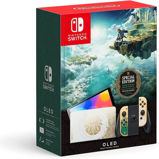 Nintendo Switch OLED console packaging with game scene on the box