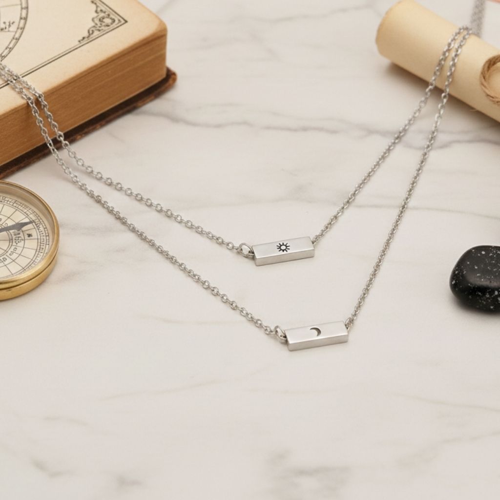 Customised Initial Bar Necklace Set