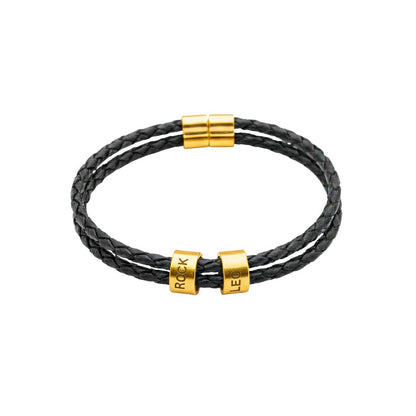 Personalised Double Name Leather Bracelet for Men
