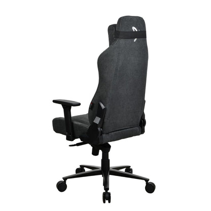 Gray office chair with black wheels on a white background