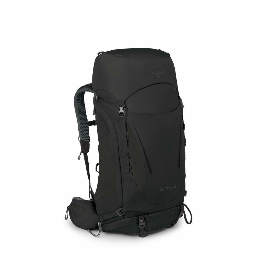 Black backpack on a white background