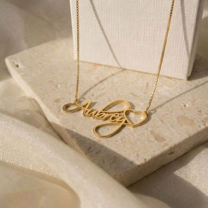 Delicate Engraved Heart Name Necklace