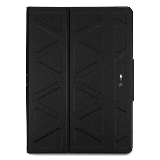 Black tablet case with geometric pattern on a white background