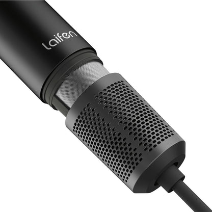 Black microphone with 'Laifen' branding on a white background