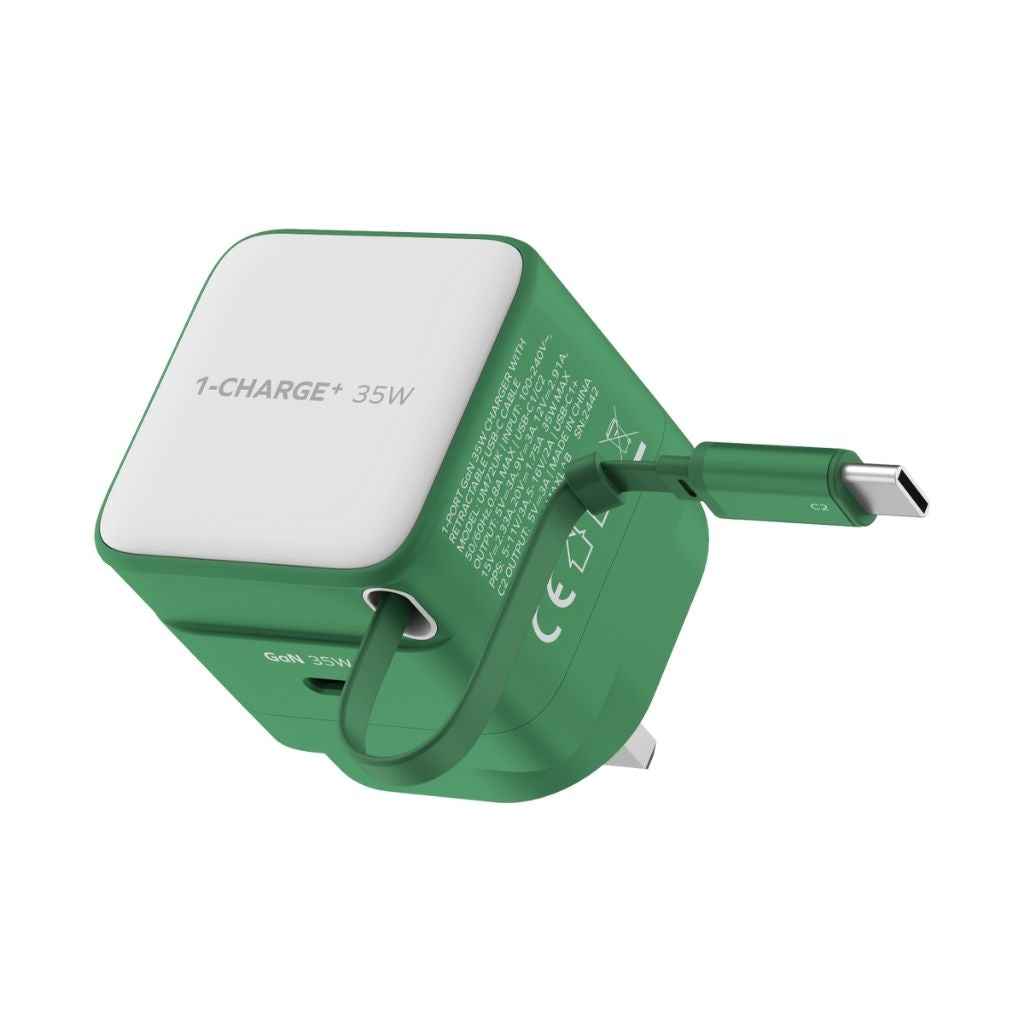 Momax 1-Charge 35W GaN 1-Port Charger With Built-In Usb-C Cable