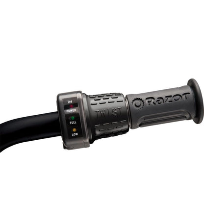 Razor electric scooter throttle grip with control buttons on a white background