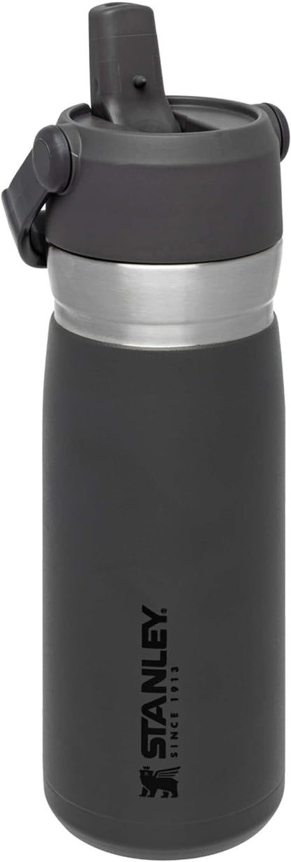 IceFlow™  Flip Straw Water Bottle 0.65L / 22 OZ Charcoal
