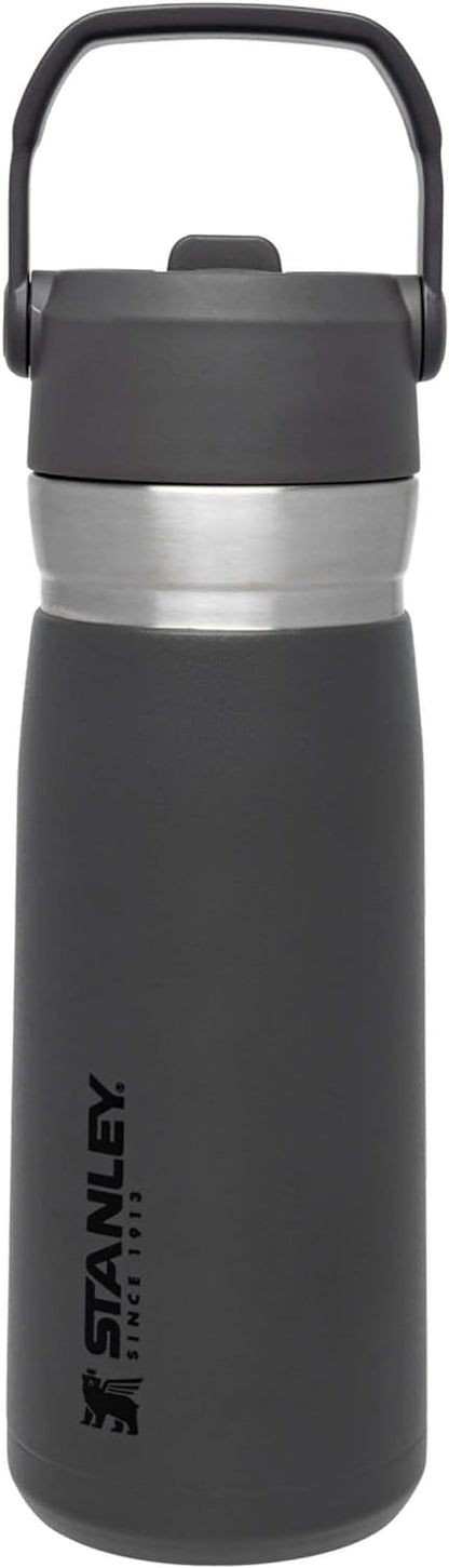 IceFlow™  Flip Straw Water Bottle 0.65L / 22 OZ Charcoal