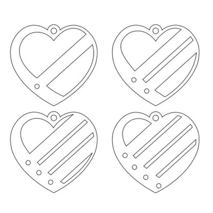 Angled Design Engraved Names Heart Necklace With Birthstones