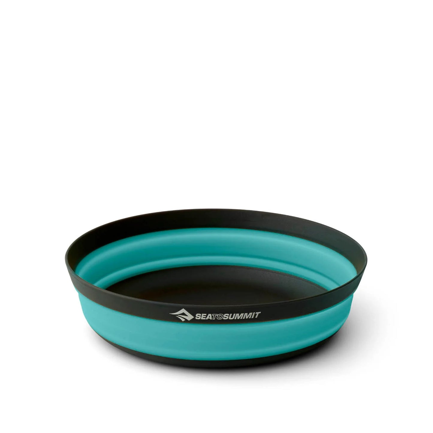 Teal and black collapsible bowl with Sea to Summit logo on a white background