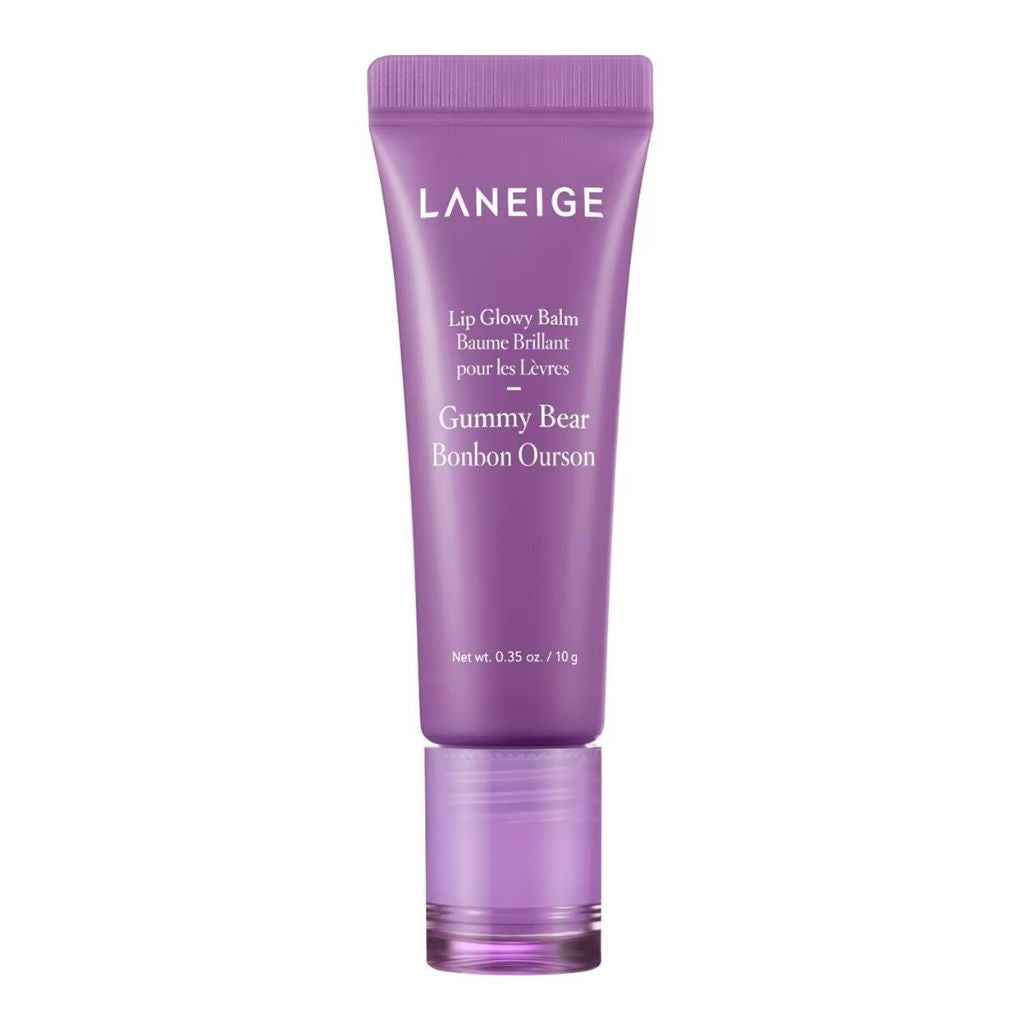 Purple Laneige lip balm tube on a white background