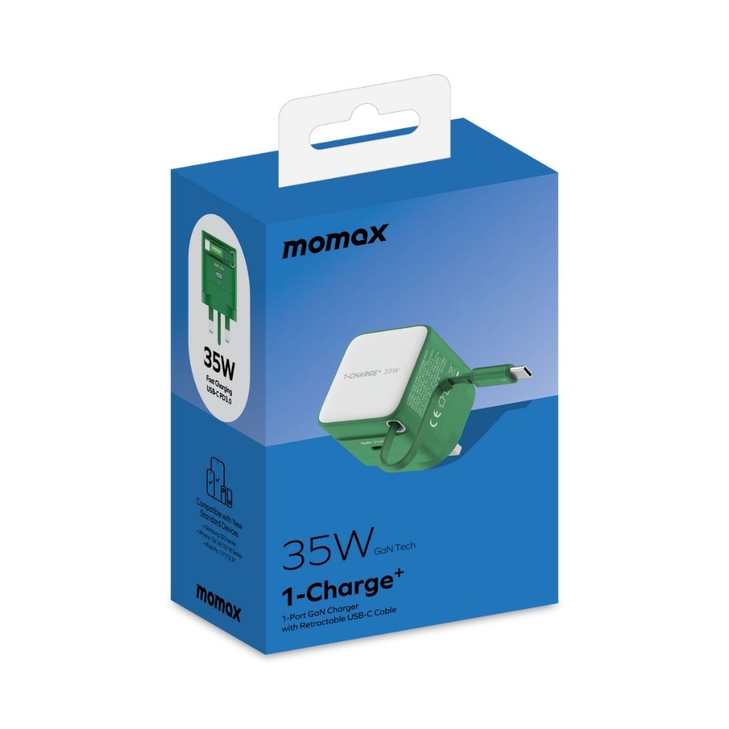 Momax 1-Charge 35W GaN 1-Port Charger With Built-In Usb-C Cable