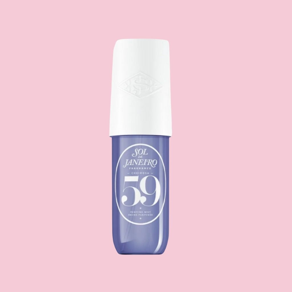 Blue bottle with white cap on a pink background