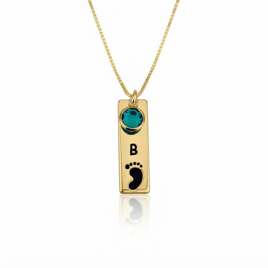 Engraved Footprint Bar Necklace